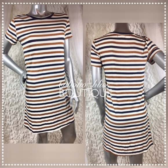 Ultra Soft & Stretchy Striped T-shirt Tunic Dress NWT - Picture 2 of 5